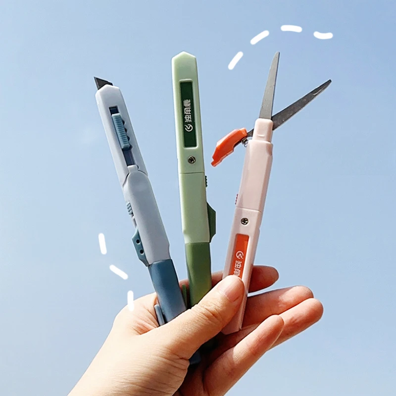 

Dual-purpose Utility Knife Simple Student Portable Pen-shaped Scissors Creative Two-in-one Paper Cutter Office Handmade Scissors