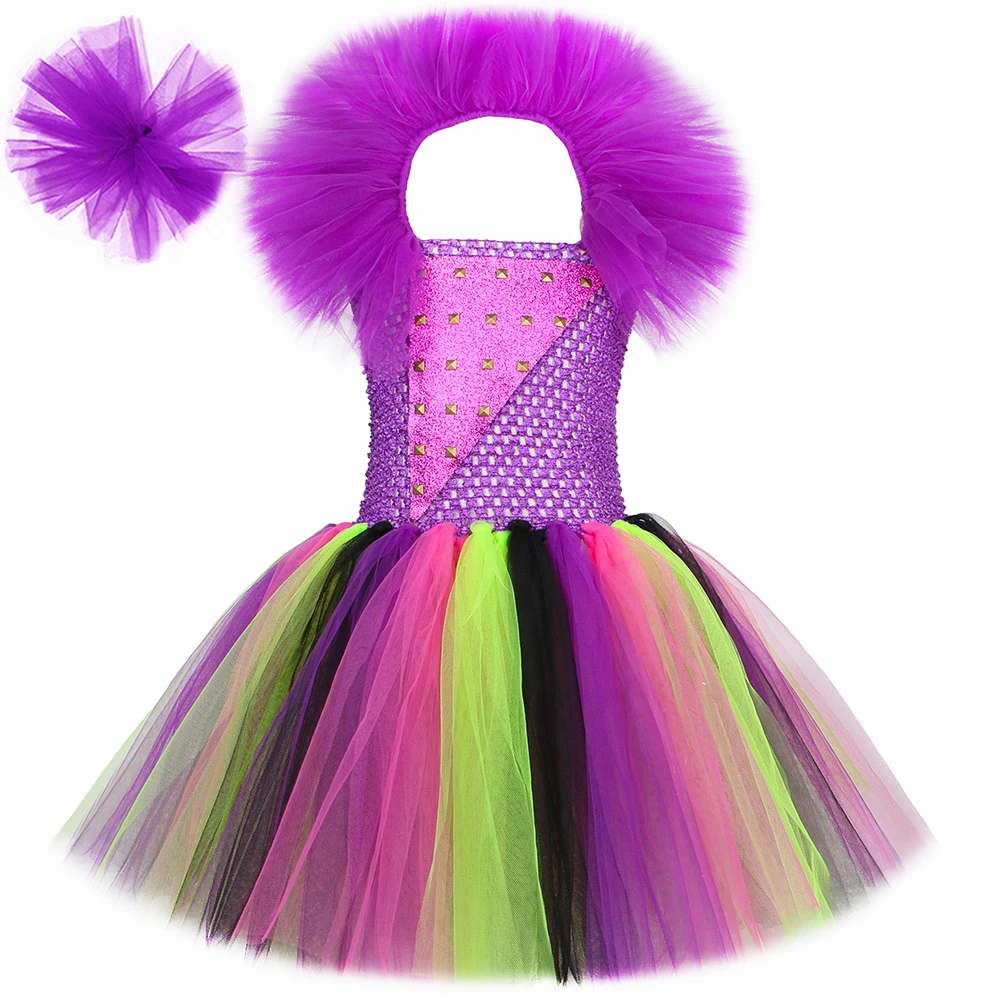 

Mal Descendants Costume Girls Fancy Tutu Princess Dress Purple Villain Cosplay Fancy For Kids Cosplay Outfits Birthday Party Set