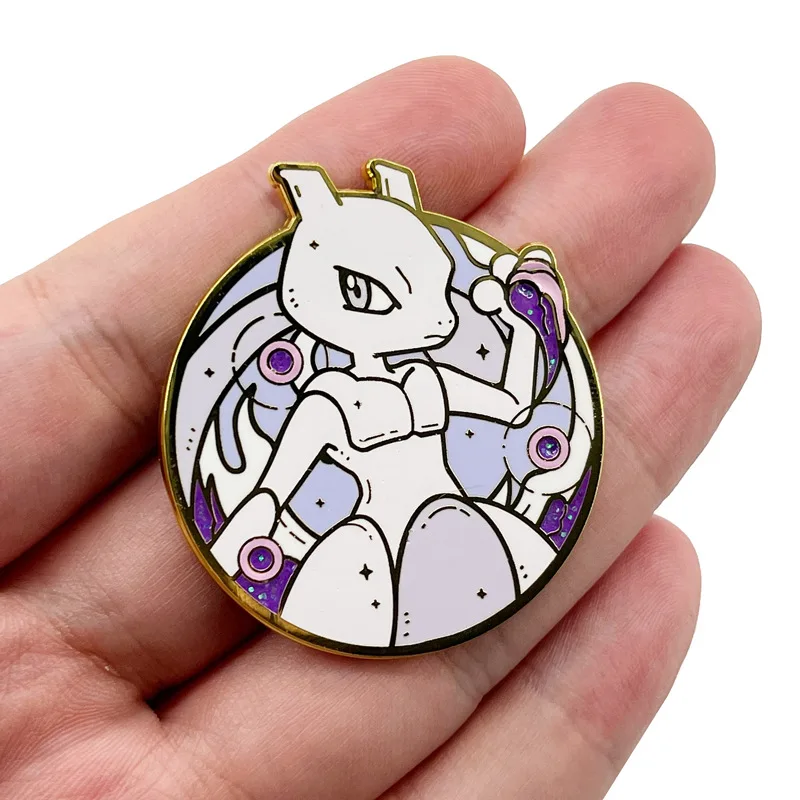 Pokemon Mewtwo Arceus Jirachi Anime Metal Badge Paint Brooch Children Toys Bag Clothing Decoration Accessories Toy Birthday Gift