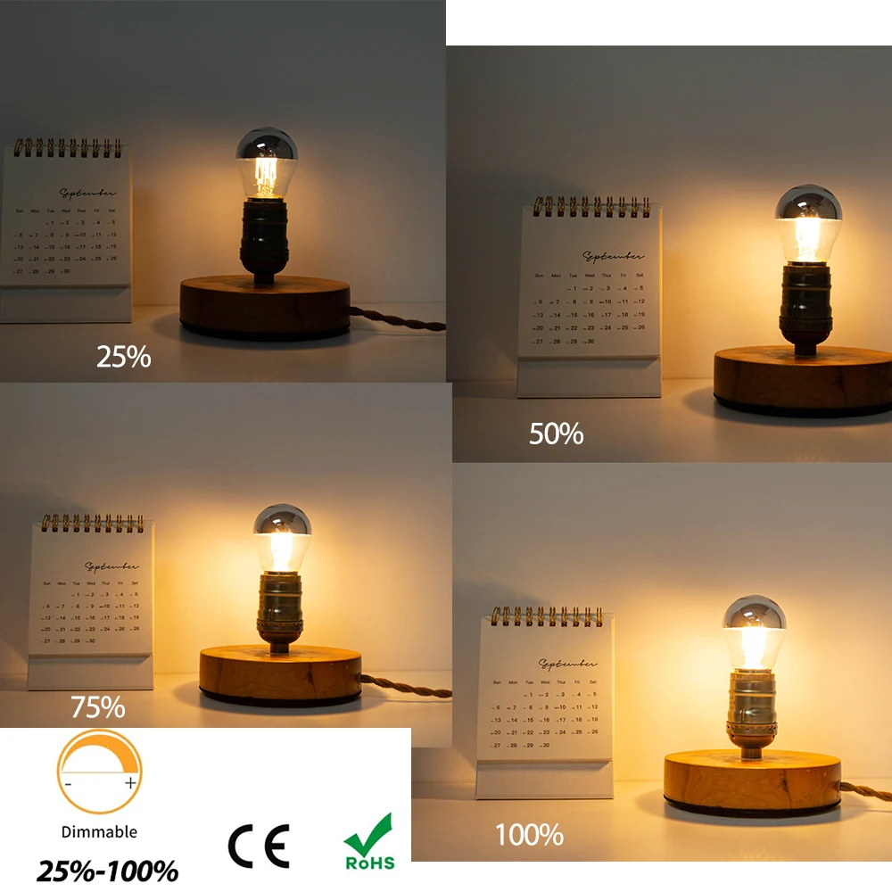 Imagem -05 - Lâmpadas Led Retro Edison para Casa Lâmpada Espelho Filamentos Gotejados G45 E12 E14 E26 E27 Top Tigela de Prata Iluminação Decorativa Pcs