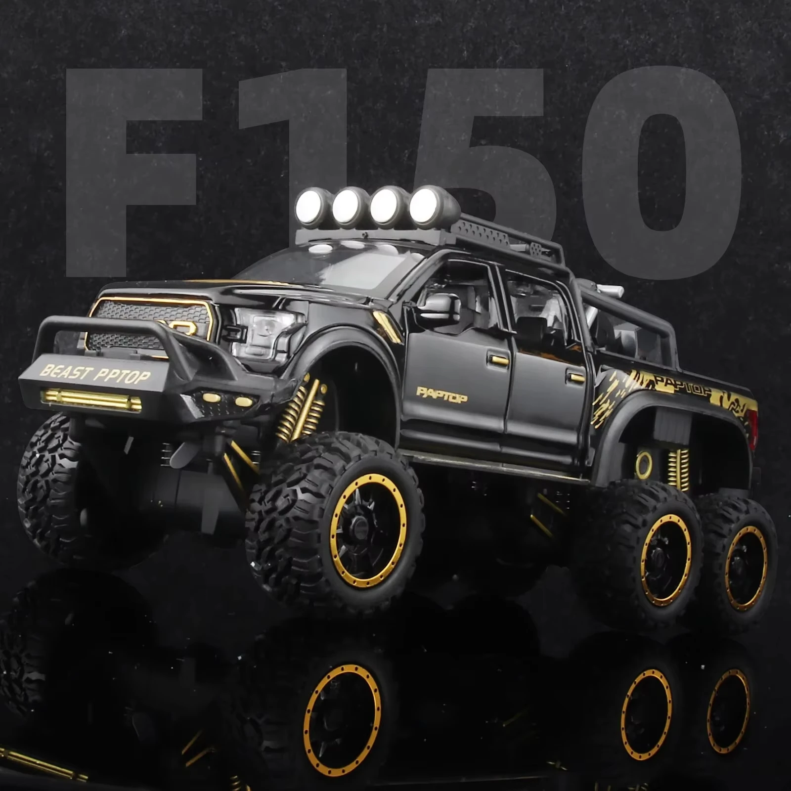 1:24 Pickup Trucks for Boys F150 Raptor Diecast Metal Model Car Toys with Sound and Light for Kids Age 3 Year Christmas Gifts