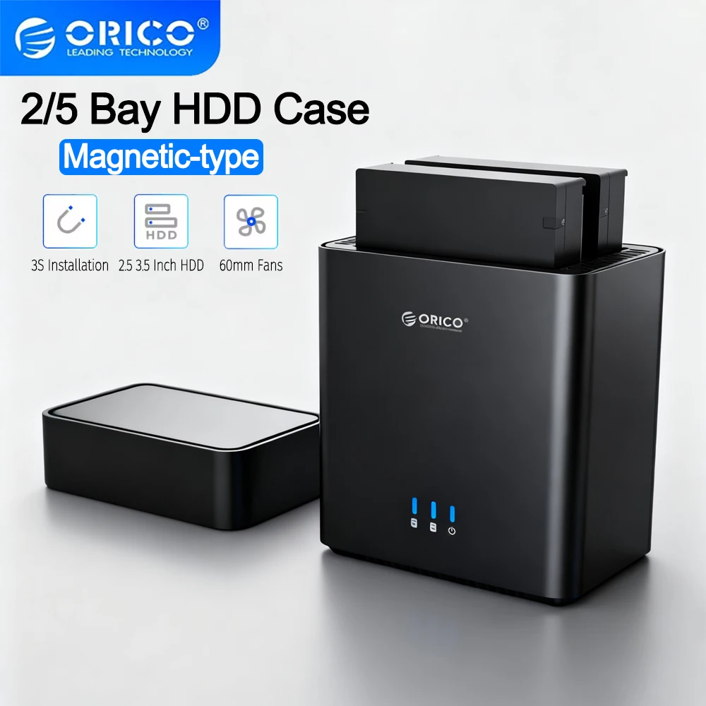 

Док-станция ORICO DS Series 2/5 отсеков для жесткого диска с магнитным всасыванием SATA-USB3.0 5 Гбит/с, 2,5 дюйма, 3,5 дюйма, встроенный вентилятор