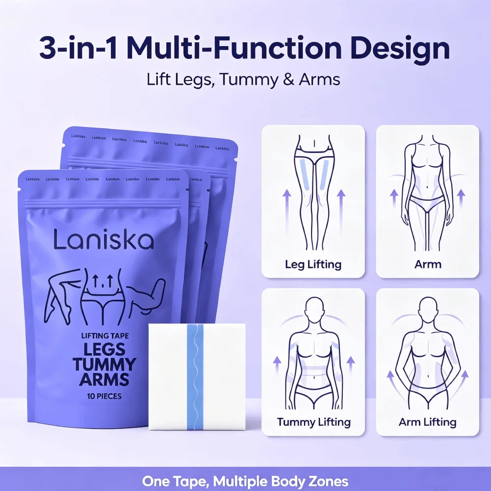 10Pcs Laniska Invisible Lifting Tape All Day Sweat Proof Arm Belly Leg Shaping Tape Firm Loose Skin Body Sculpting Sticker