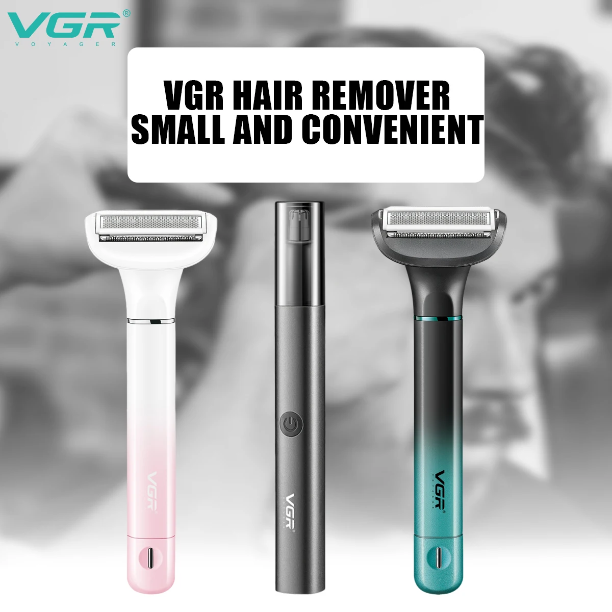 VGR Washable Nose Hair Trimmer Beard Facial Hair Trimer Eyebrow Electric Brow Nose Trimmer 2 In 1 Rechargeable