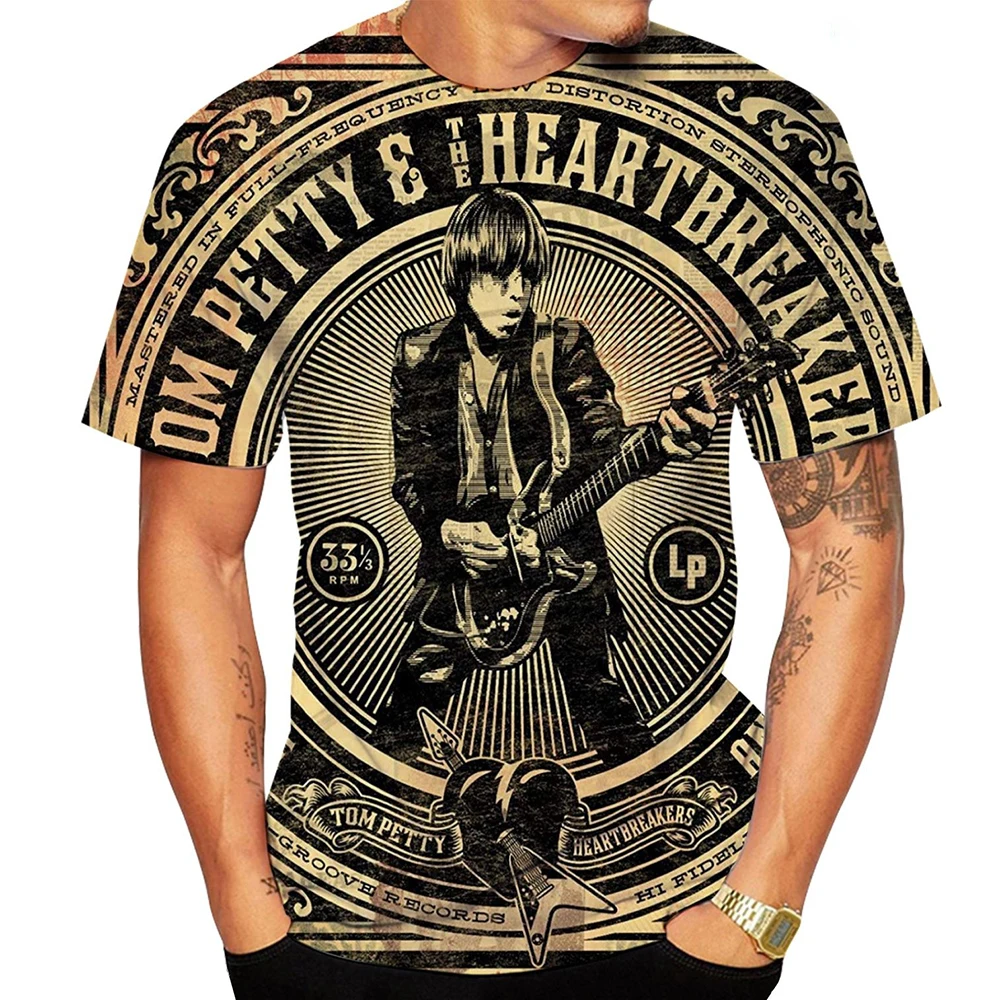 New 3D Printed T-shirts Rock Singer Tom Petty Short Sleeve T Shirt