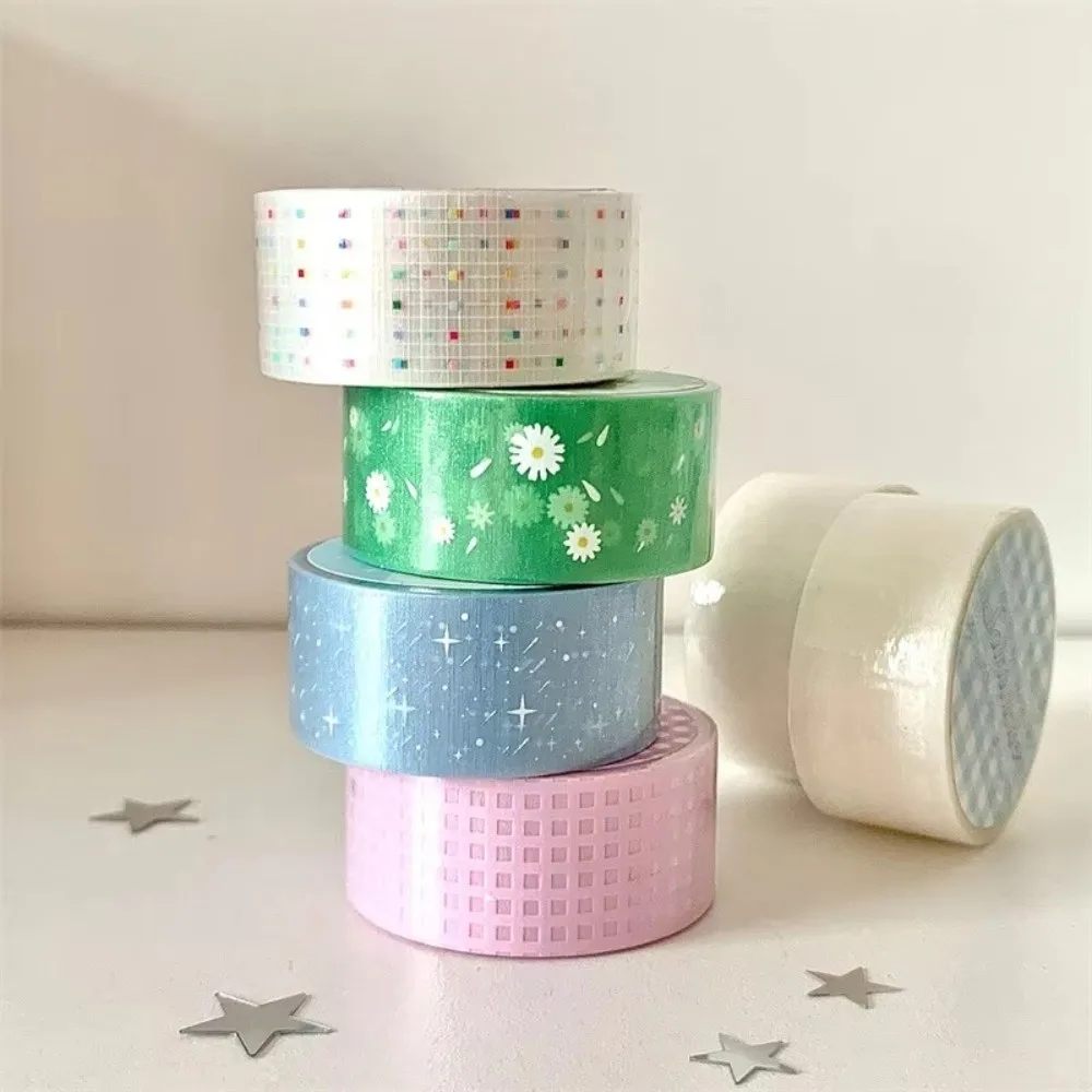 Brilliant Exquisite Washi Tape Flower Pattern Sand Sparkle Sticker Tapes Star Galaxy Shimmer Metallic Decoration Tape