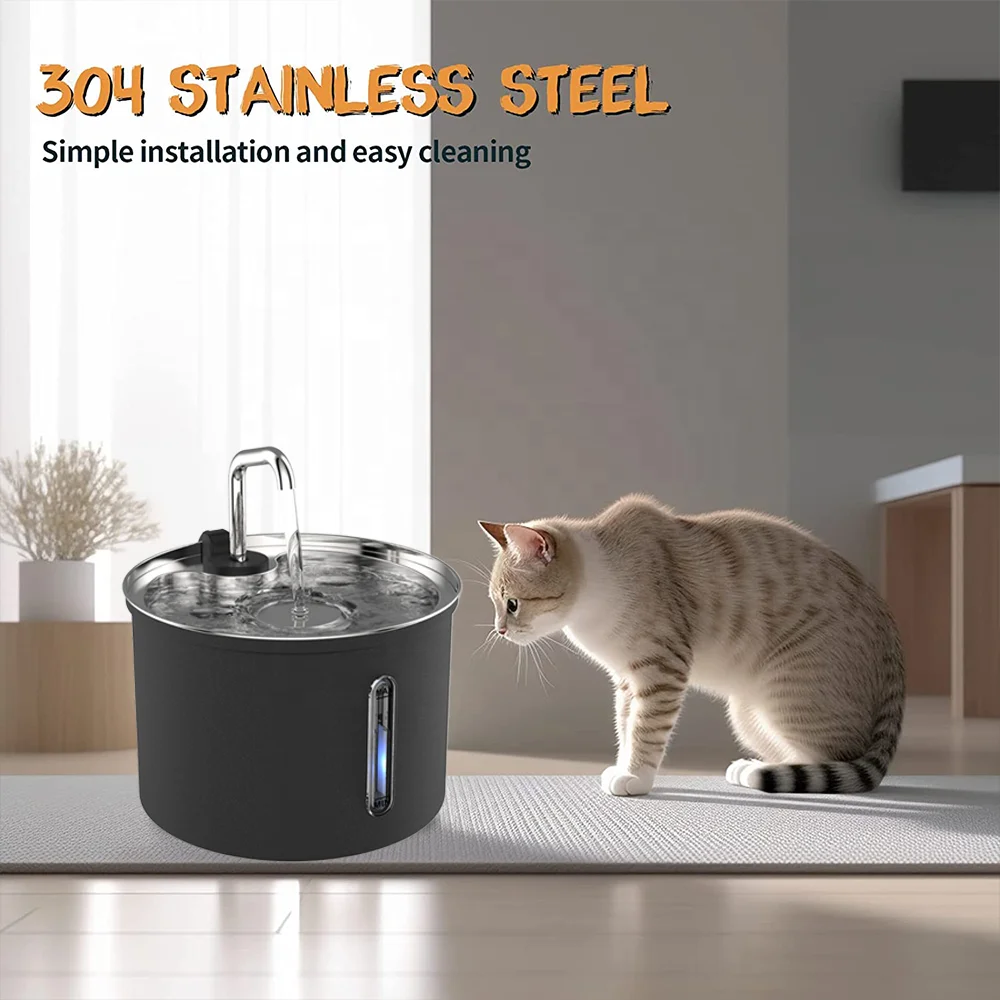 

Fountain Dog Bowl Visual Water 3L Volume Eco-Friendly Pet Food Drinking Bowl Wholesale Stainless Steel Pet Water Dispenser