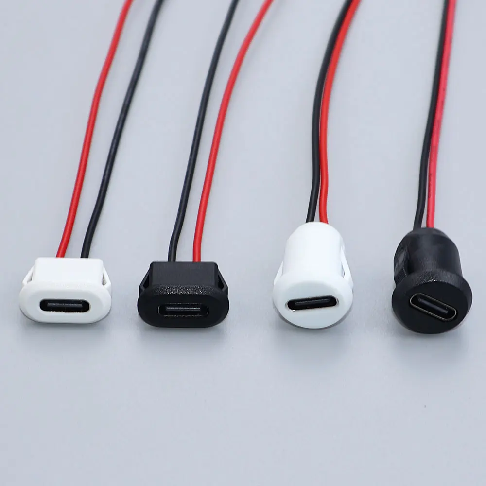 JCD 2Pin 4Pin USB Type C Connector Jack Female With Card Buckle 3A High Current Charging Jack Port USB-C Charger Plug Socket