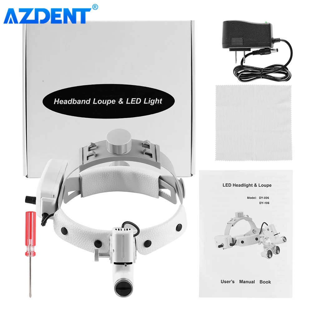 Dental Head Light LED Headband Loupe AZDENT DY-006 5W Lamp for Binocular Loupes Ajustable Dentistry Tools Instrument for Dentist