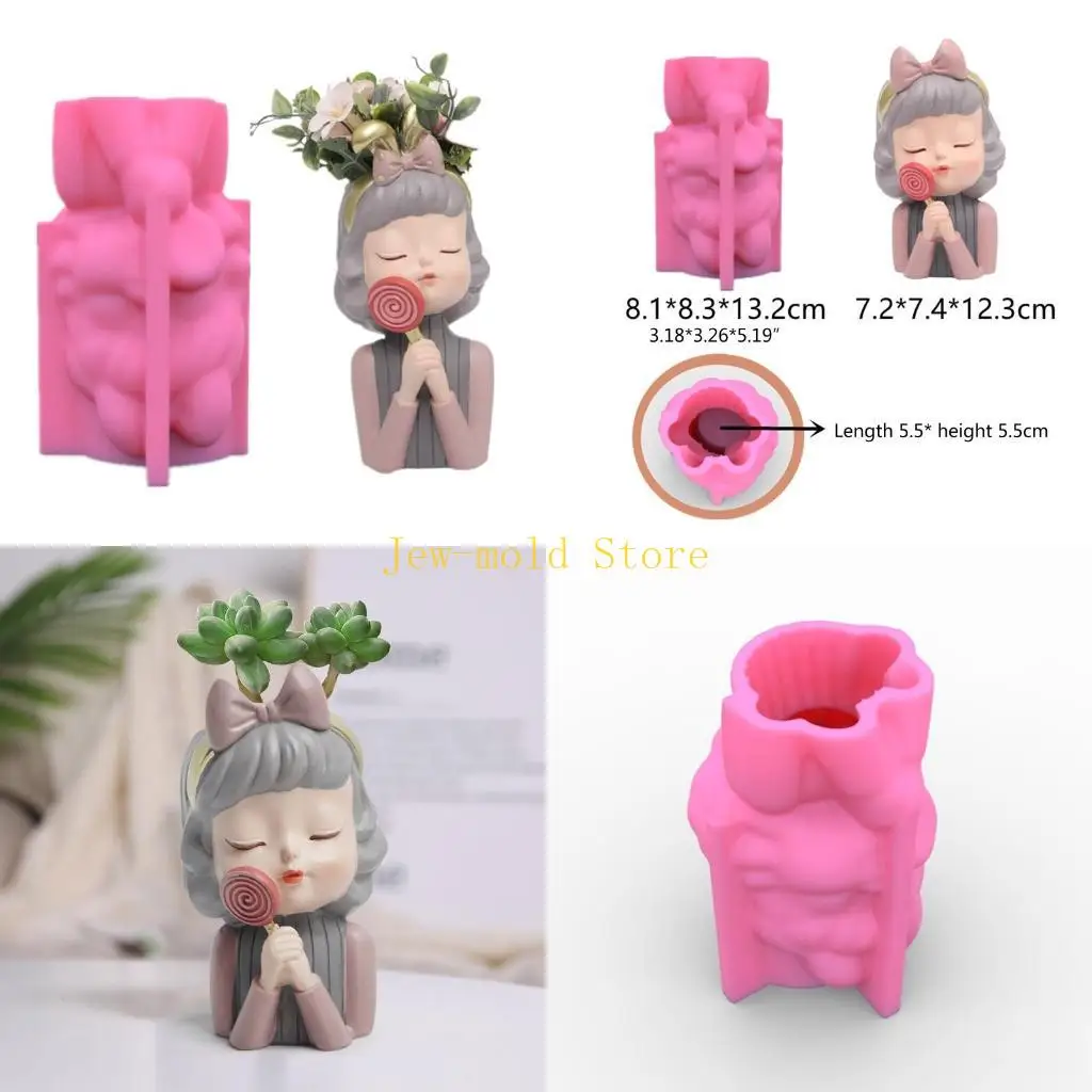 

C71B Lollipop Girl Flower Pot Силиконовая смола плесень эпоксидной смолы отбрасывает сочный горшок F