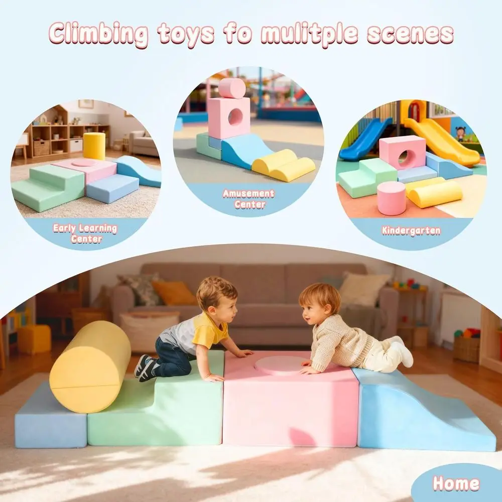 6-teilige Kletterblöcke für Kleinkinder, Spielset aus weichem Schaumstoff für 1–3 Jahre, Indoor-Aktivitätsspielzeug für die Kleinen