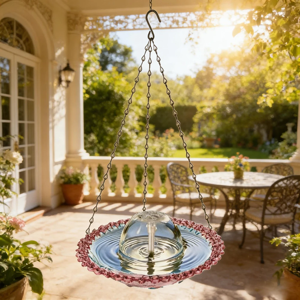 USB Powered Bird Bath with Angled Fountain Design and Open Shallow Basin to Support Feeding and Bathing Behavior Simultaneously view 6