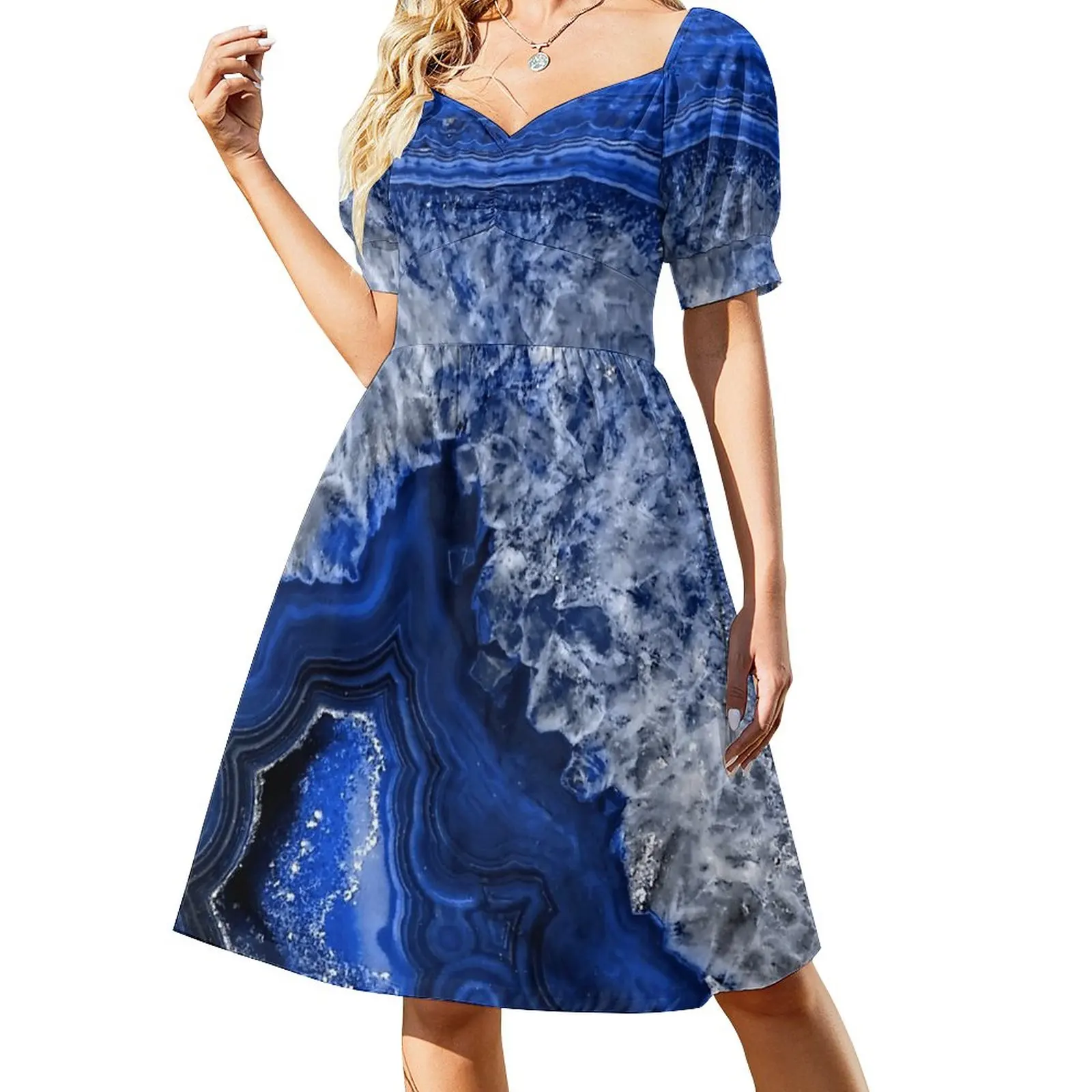 

Ocean Blue Faux Agate Mineral Gemstone Sleeveless Dress dresses for womens 2024 Long dress long sleeve dresses