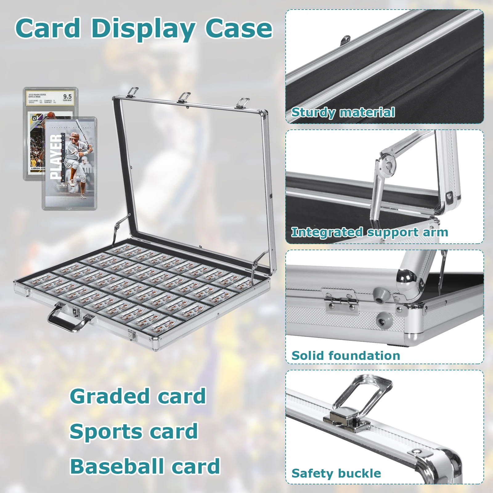 

24x20/33x22 In Table Top Display Case Large Aluminum Tabletop Showcase Lockable with Handle Suitable for TCG/Jewelry Collection