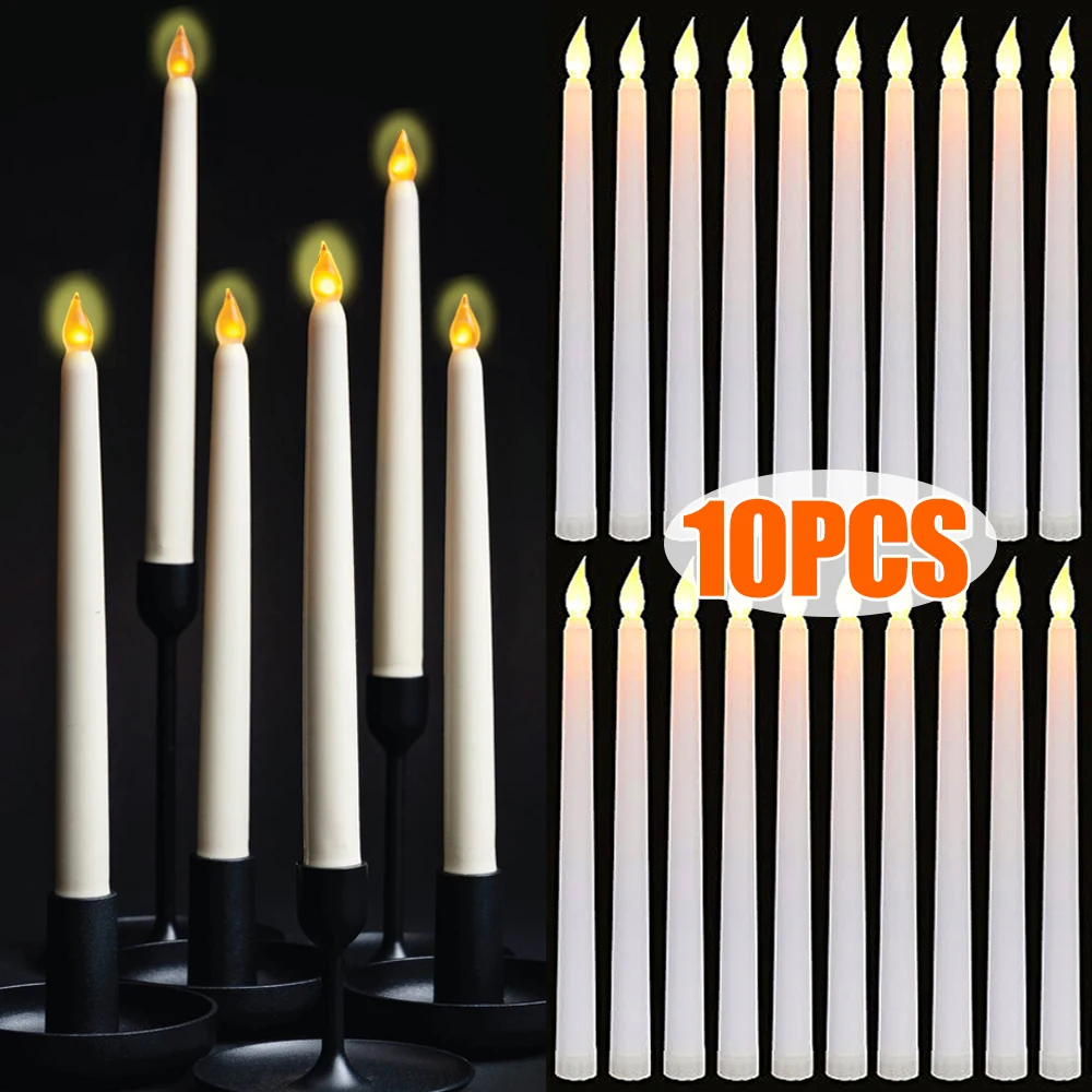 LED Long Pole Candle Light Stick Flame Lamp Tapered Candles Halloween Christmas Wedding Party Supplies Home Decoration Lantern