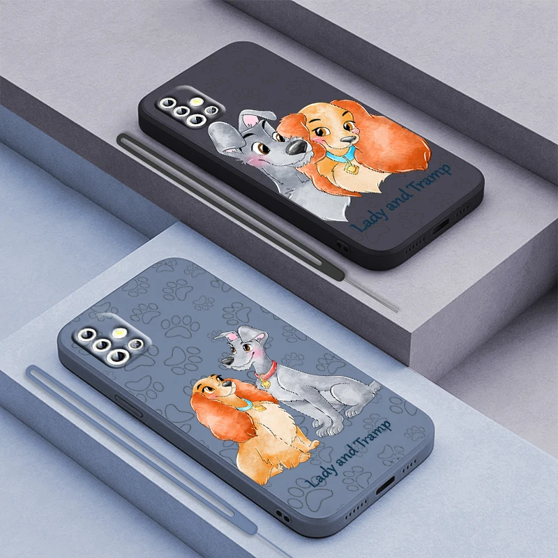 Lady And The Tramp For Samsung Galaxy A71 A51 A81 A91 A41 A31 A21S A11 A01 A50 A30 A20S Liquid Rope Soft Phone Case Coque Capa