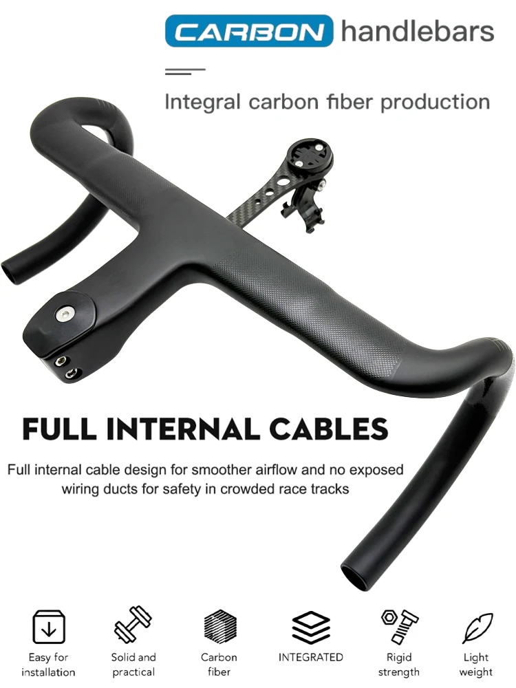 Aero Carbon Integrierter Rennrad-Lenker mit Vollständiger Interner Kabelführung, Passend für OD1 OD2, 28,6-31,8mm Gabeladapter für Rennräder – Detail 10
