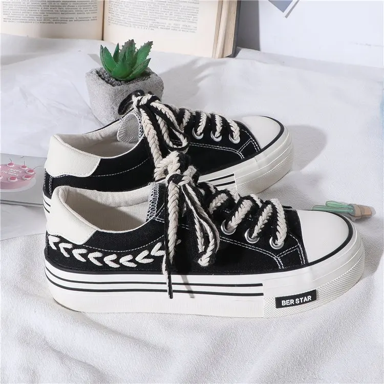 Women Platform Canvas Shoes Height Increasing Chunky Sneakers For youth girls Outdoor trainers Female Ladies Thick Sole Footwear