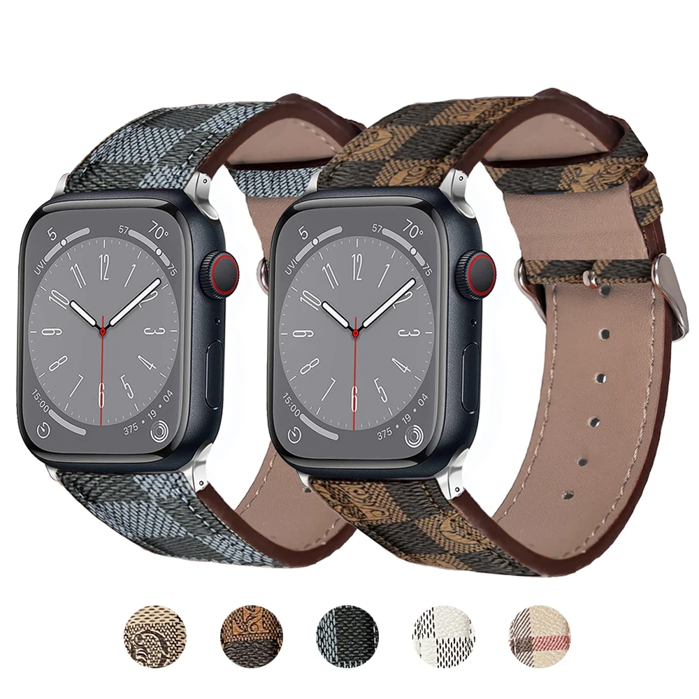 Leather Strap for apple watch band 44mm 45mm Ultra 49mm 42mm 38mm 40mm 41mm Luxury Designer Retro Watchband iwatch 9 8 7 6 5 se