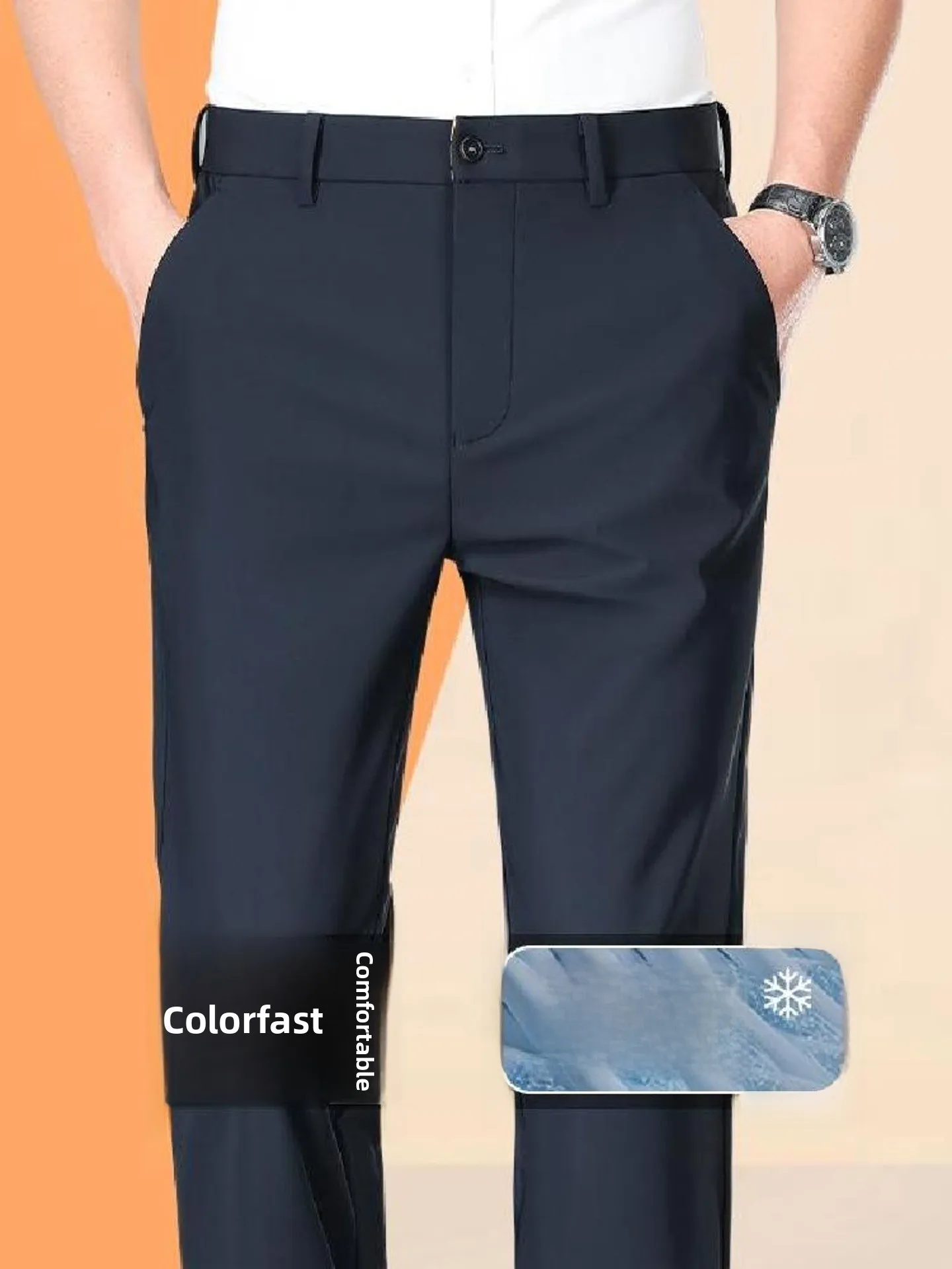 

Casual Straight Leg Men's Pants Bla Formal Spring Autumn Lightweight Summer Thin Elastic Trousers Busin Sle Polyester ...