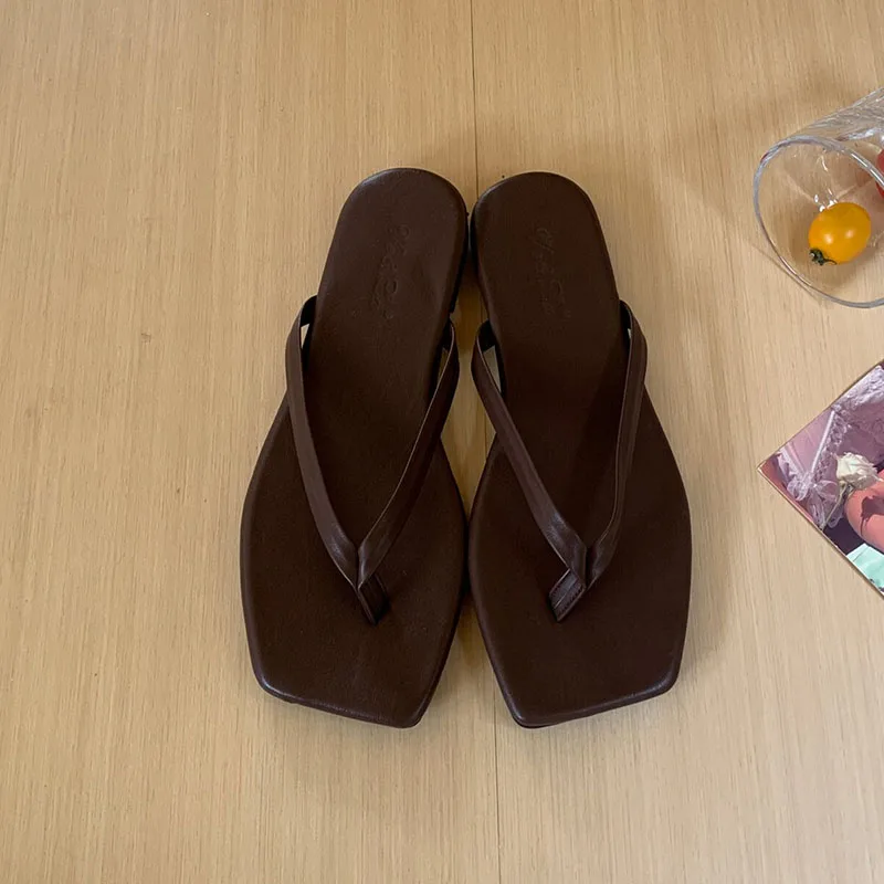 

Fashion Square Toe Ladies Slippers Flats Shoes Female Sandals Slides Summer Beach Outdoor Casual Soft Women Flip Flops Slippers