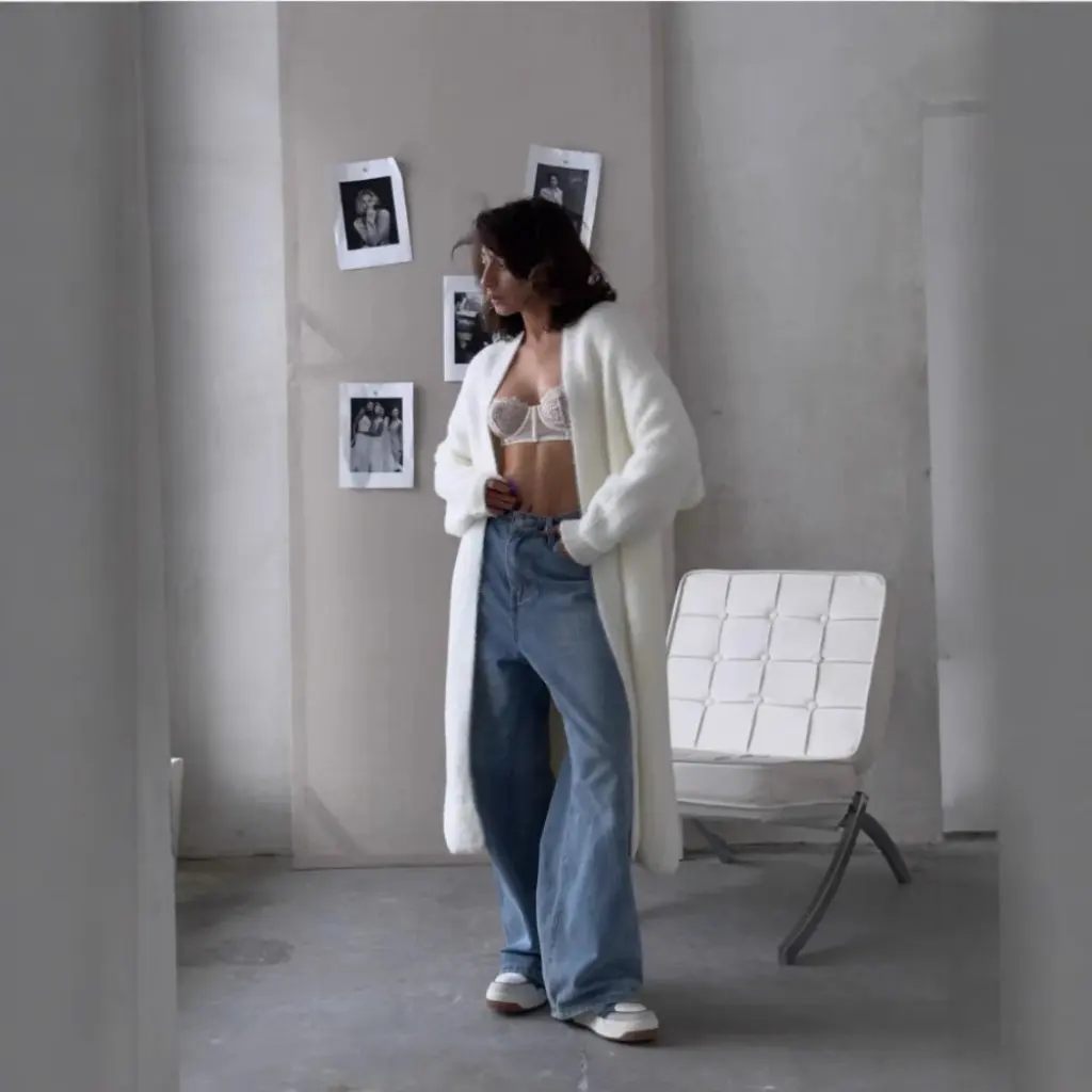 

Белый длинный свободный женский вязаный кардиган, пальто из норки, бархата, весна-осень, однотонная верхняя одежда, свитер в ленивом стиле, куртка