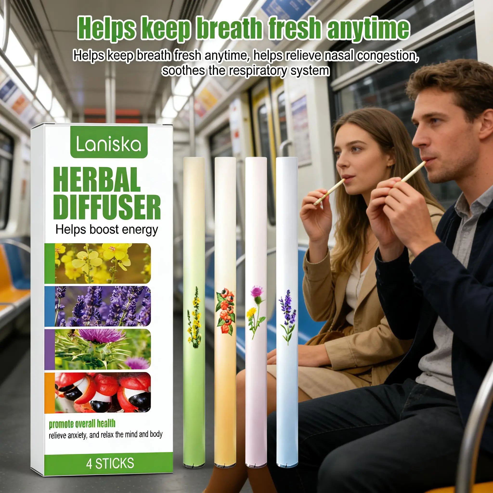 Lung Detox Diffuser Pen Improve Clear Breathing Cleansing Lung Relief Nasal Congestion Help Quit Smoking Herbal Boost Energy Pen