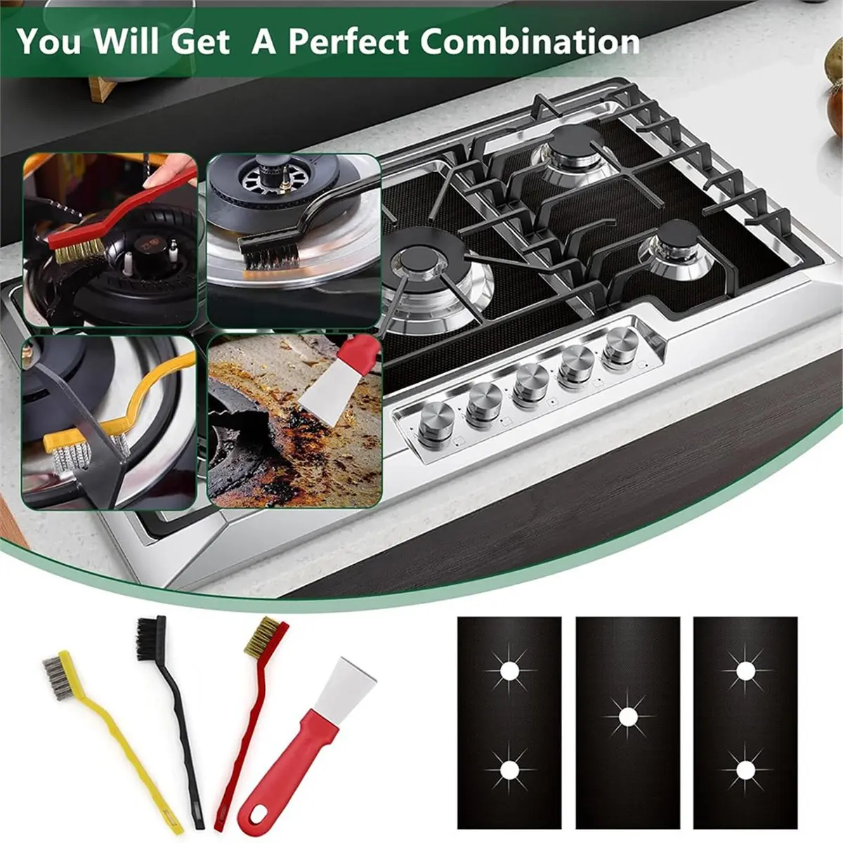 3Pcs Stove Guard for Stoves, 0.2mm Thick Heat- Stove Top Covers,Non-Stick, No-Wash Stove Oil-Proof Mat