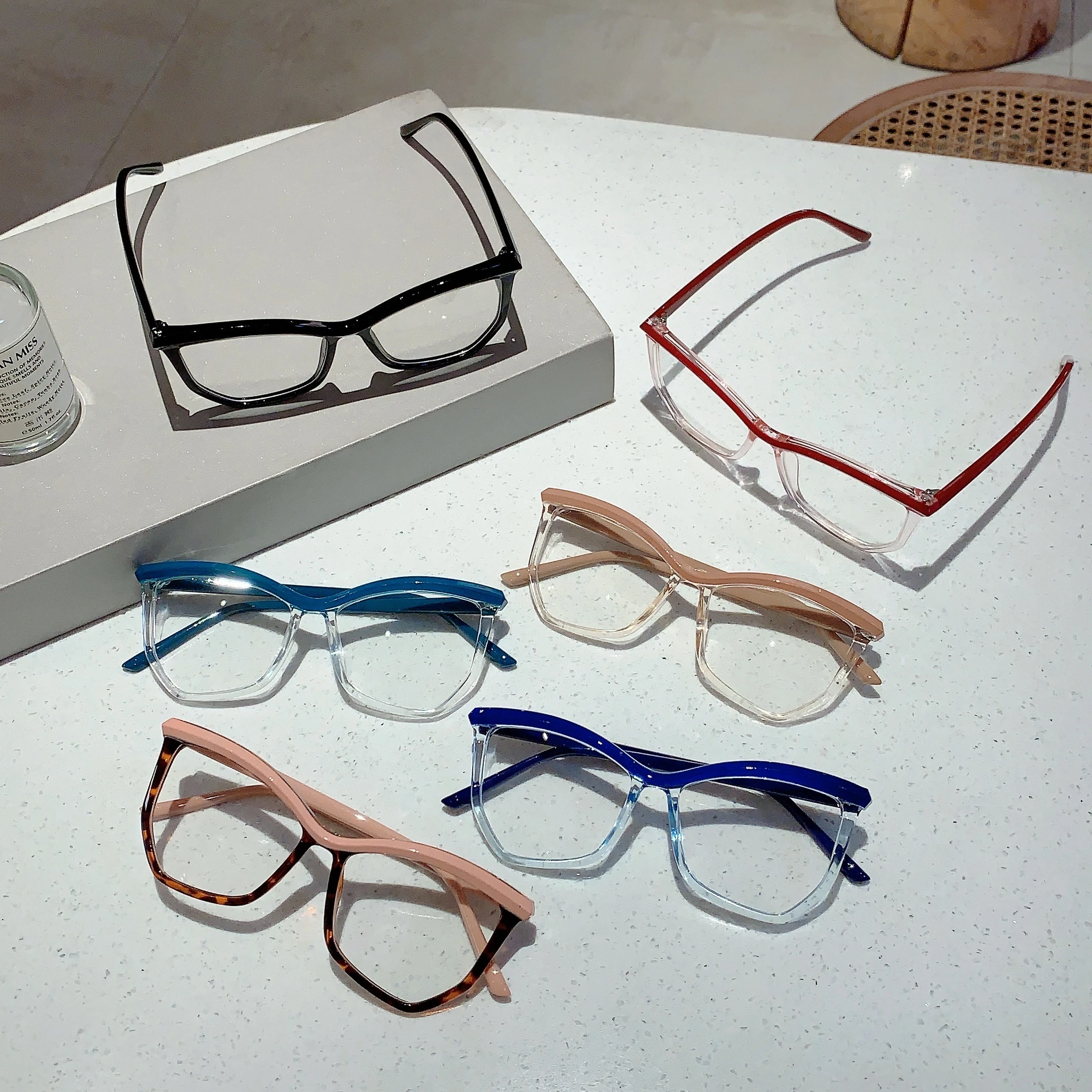 KAMMPT Irregular Rim Non-prescription Eyeglasses 2024 New in Stylish Trendy Design Oversized Blue Light Blocking Women Eyewear