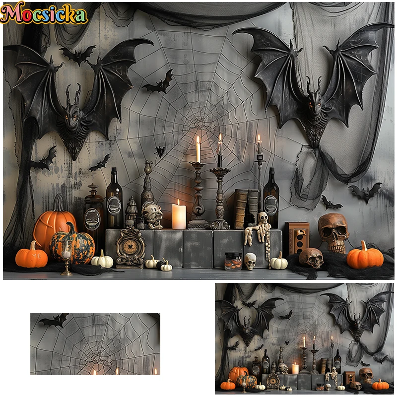 

Mocsicka Photography Background Vintage Halloween Scary Ghost Kid Birthday Party Cake Smash Portrait Decor Backdrop Photo Studio