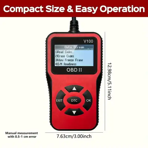 1pc V100 Professional OBD2 Scanner, Engine Fault Code Reader, Diagnostic Scan Tool for OBD II Protocol Cars Since 1996 8 best sales diagnostic obd - №5
