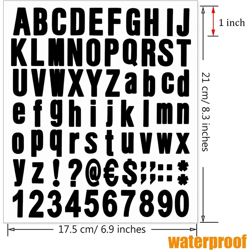 N75R-1540 Pieces 20 Sheets Self Adhesive Vinyl Letters Numbers Kit, Alphabet Number Stickers For Mailbox (Black, 1 Inch)