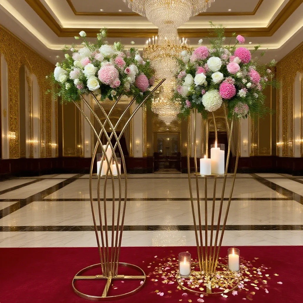 

5/10 шт., высокая золотая ваза для трубы, свадебная центральная часть, декор стола, подставка для цветов для декора вечеринки, мероприятия