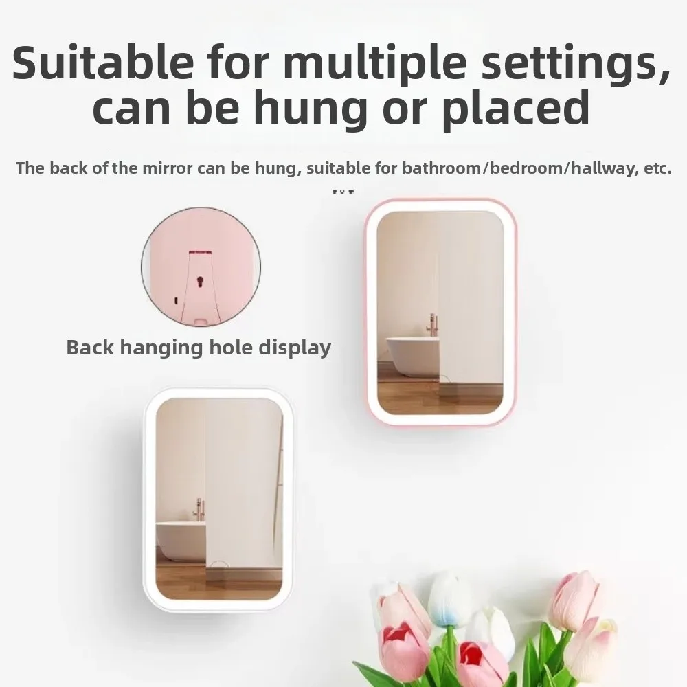 Składane lusterko do makijażu LED z 3 trybami oświetlenia, dotykowe, podróżne lusterka kosmetyczne, ładowane przez USB, przenośne