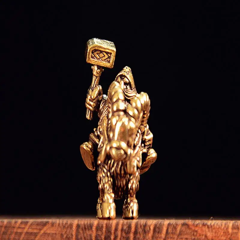 Brass Goat Dwarf Warrior Figurine Miniature Desktop Ornaments Retro Metal Models Small Statue Home Decoration Crafts Accessories