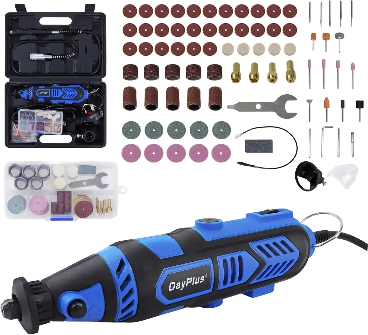 Kit Utensile Rotante, Mini Smerigliatrice Elettrica Multifunzione da 135W con 6 Velocità Variabili 10000-32000RPM, Mini Utensile Rotante Elettrico con Cavo, 80 Accessori per Progetti Artigianali e
