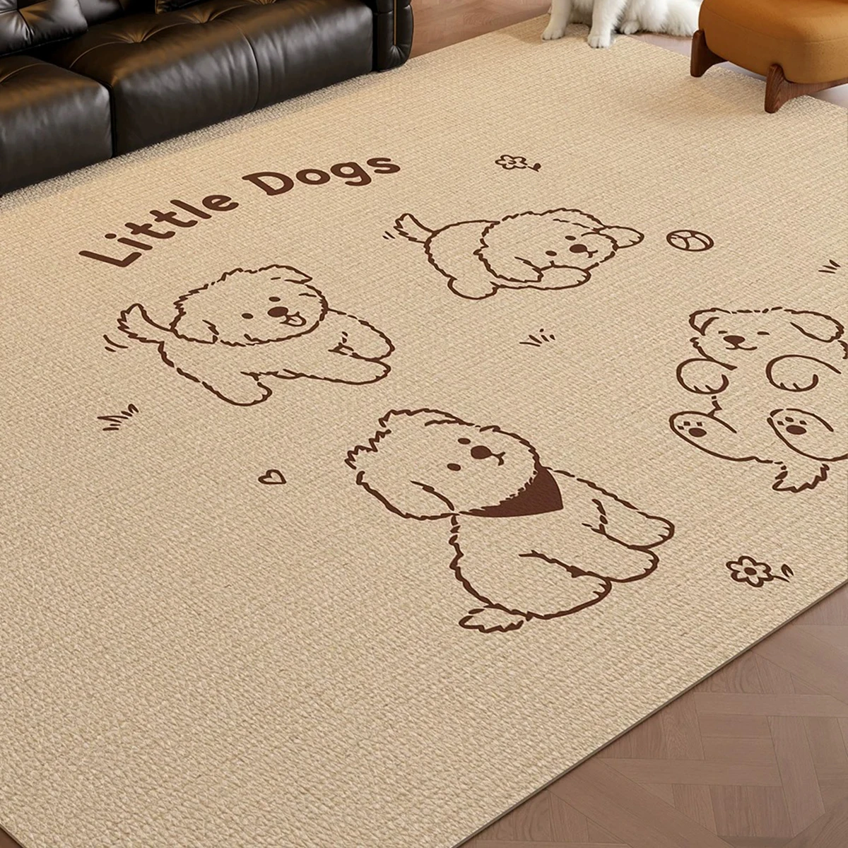 Cartoon Brown Pet Floor Mat PVC Waterproof Urine-proof Carpet Scrubable Easy Clean Rug Cat Dog Enclosure Mats Feeding Rugs 바닥 매트