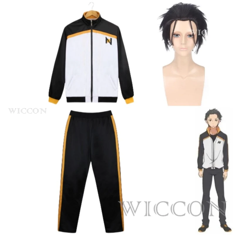 

Anime Life in A Different World From Zero Natsuki Subaru Cosplay Costume Wig Sportswear Hoodies Man Leisure Daily Suit