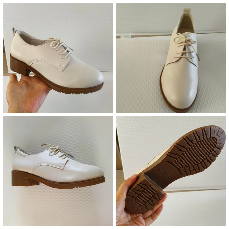 Koznoy 4,5 cm cuero genuino Natural Retro señoras verano británico tacones gruesos conciso Vintage Oxfords punta redonda zapatos de gran tamaño