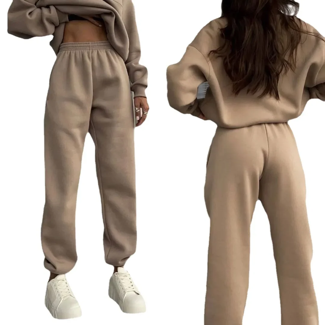 Terno de duas peças feminino, moletom e calças de manga comprida, roupas casuais e versáteis, estilo amazônico, europeu e americano, moda, 2023, novo