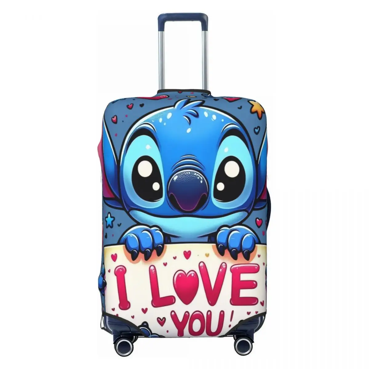 

Kawaii Stitch Love Travel Luggage Cover Washable Cartoon Monster Suitcase Cover Protector Fit 18-32 Inch