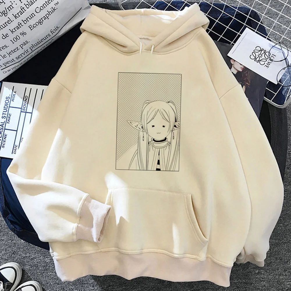 Frieren hoodie soft fabric elegant patterned anime sweater manga winter girl sweatshirts pullover comfortable patterned