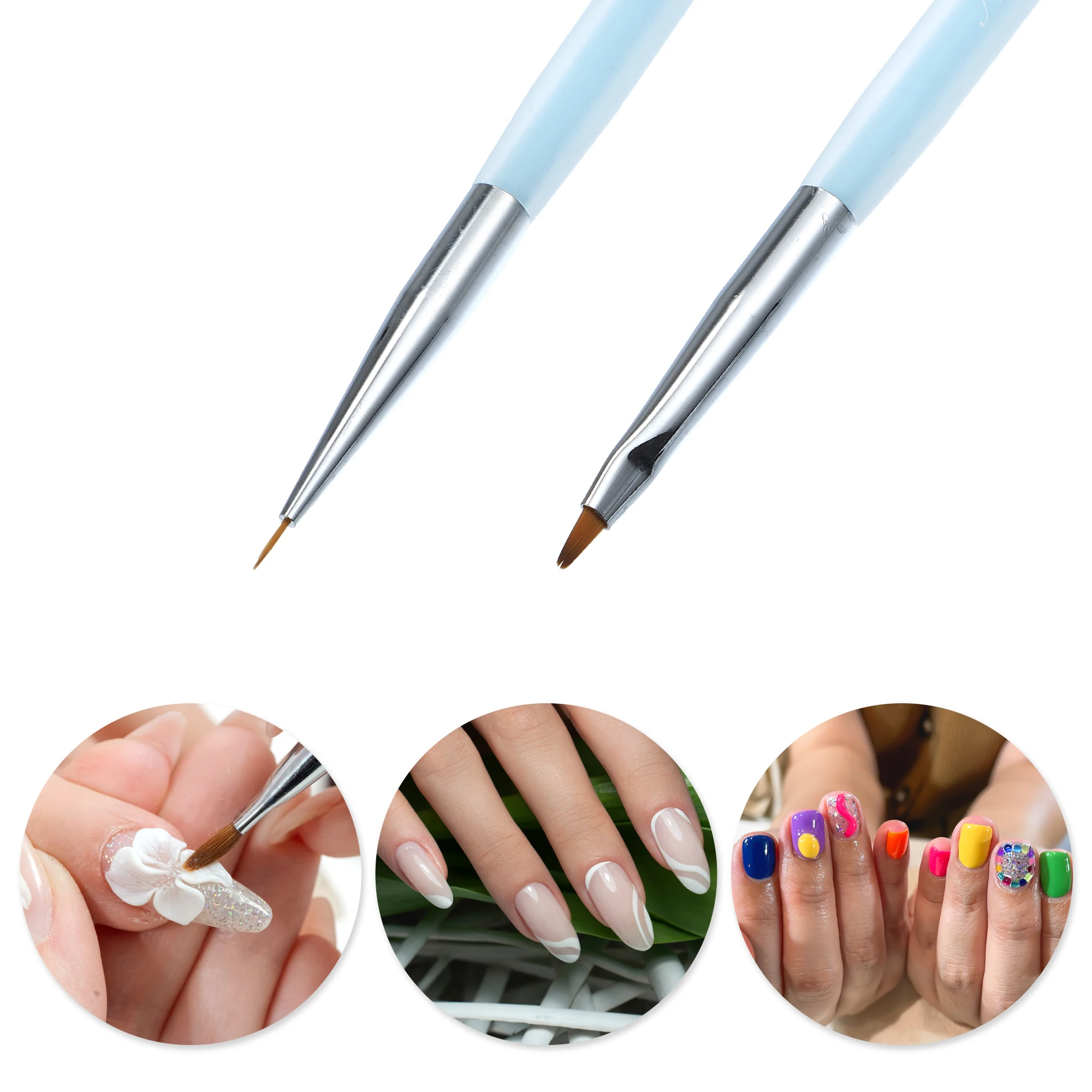 VOCOSTE 3D French Stripe Nail Art Liner Brush Tip Ultra-thin Line Drawing Pen Dual End UV Gel Painting Brushes Manicure Tools