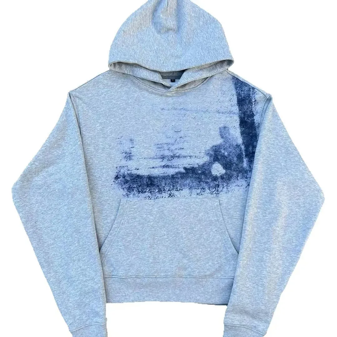 Sudadera con estampado de patrón Retro gótico gris para hombre y mujer, moda Hip Hop americana, Jogger, ropa de calle informal de gran tamaño