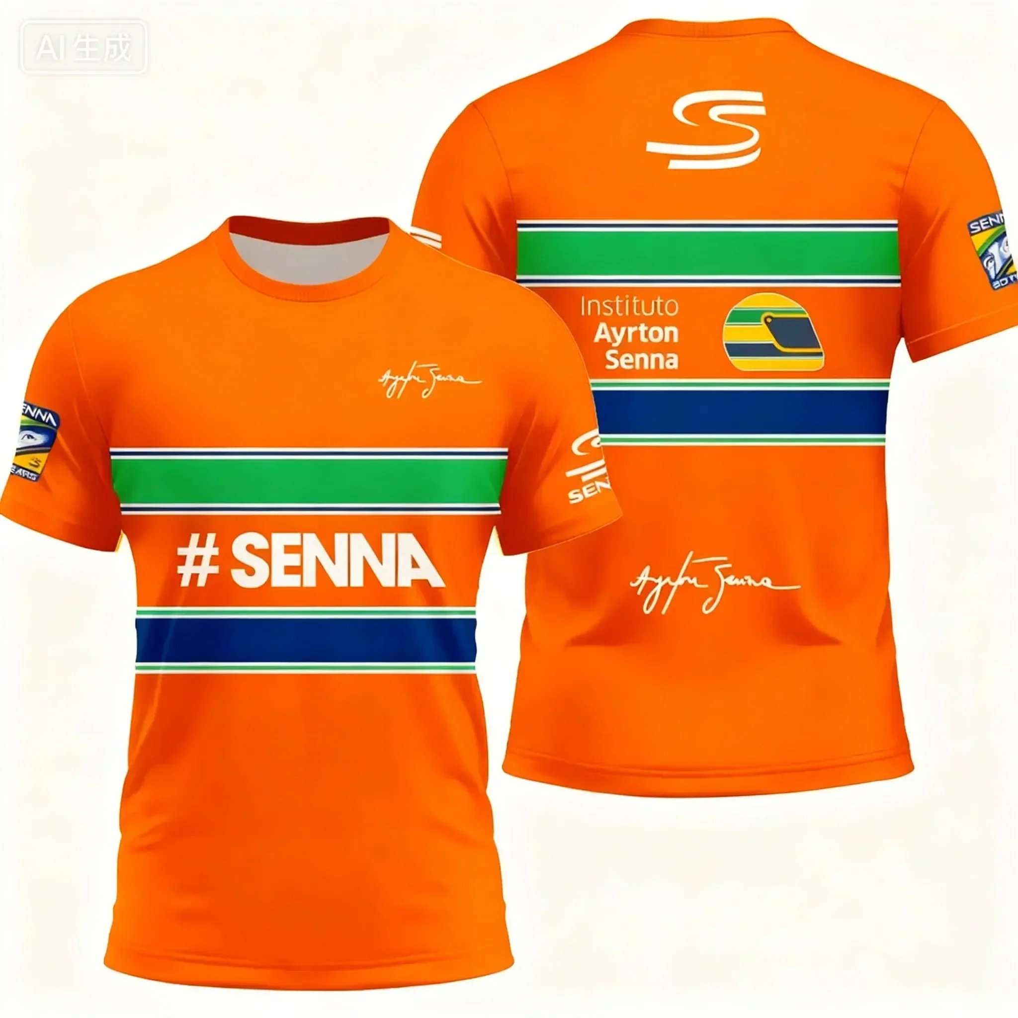 2026 Neues Ayrton Senna Nr. 12 Rennwagen 3D-Druck Sommer Sport Casual Atmungsaktives Kurzarm-Familien-T-Shirt für Herren und Damen – Detail 10
