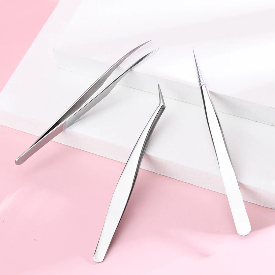 Pinzette per ciglia in acciaio inossidabile piantagione di fioritura ad alta densità innesto strumenti per ciglia clip di pavone delfino piuma dorata