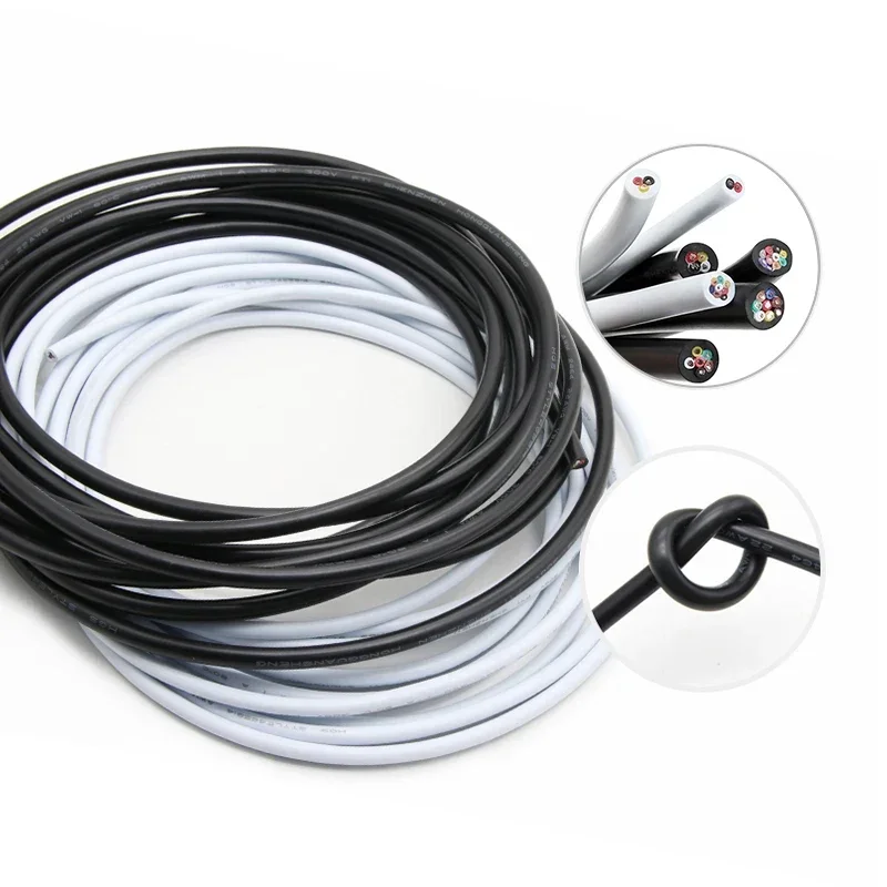 1 متر UL2464 أسود/أبيض متعدد النواة سلك 30 28 26 24 22 20 18 16 14AWG PVC معزول 2 ~ 10 النوى إشارة كهربائية كابل الصوت