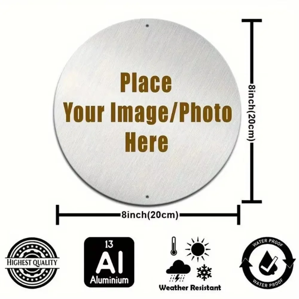 [2D Flat] Personalized Custom Photo Round Metal Plaque, Family Couple Pet Home Wall Decor