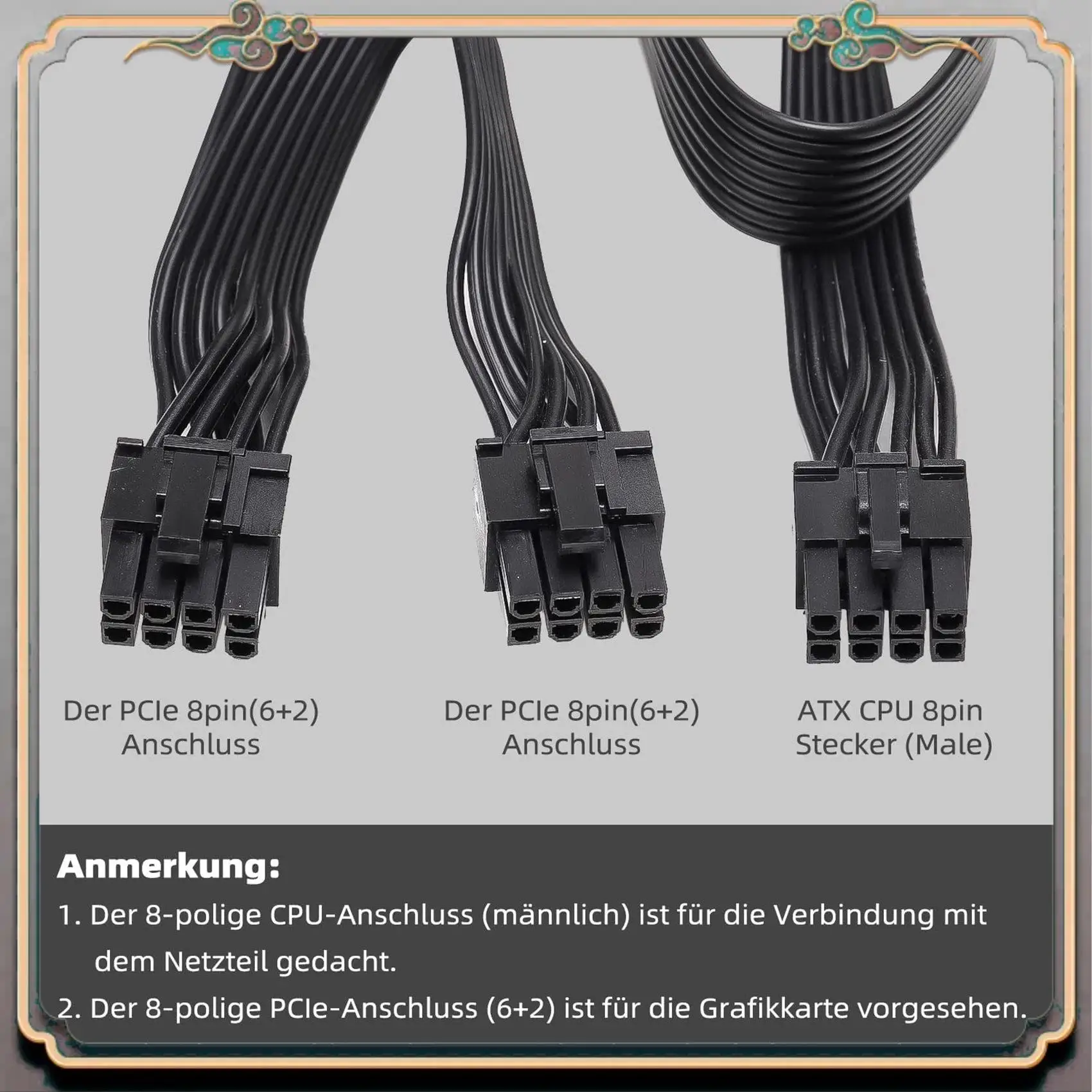 A46M-2X ATX CPU 8-Pin Male To Dual Pcie 8-Pin (6+2) Male Power Supply Cable For Corsair Modular Power Supply RM/HX/CX-M