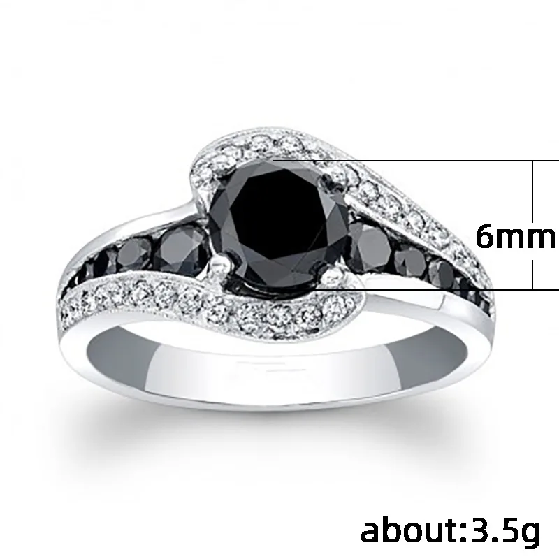 Huitan Special-interest Black Stone Women Wedding Ring Dazzling Crystal Zircon Delicate Gift Top Quality Female Classic Jewelry view 5